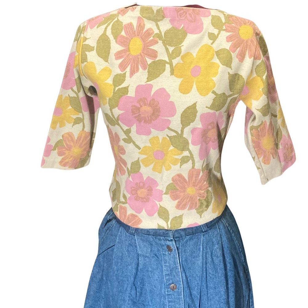 Vintage 1960s Floral Boatneck Top